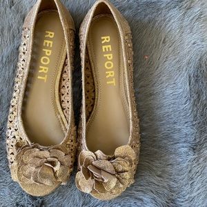REPORT 'Royo' Bronze Open Toe Flats Shoes Size 8